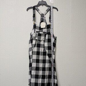 Cellabie Black and White Gingham Checkered Jumper Layered Midi Dress - Size XL